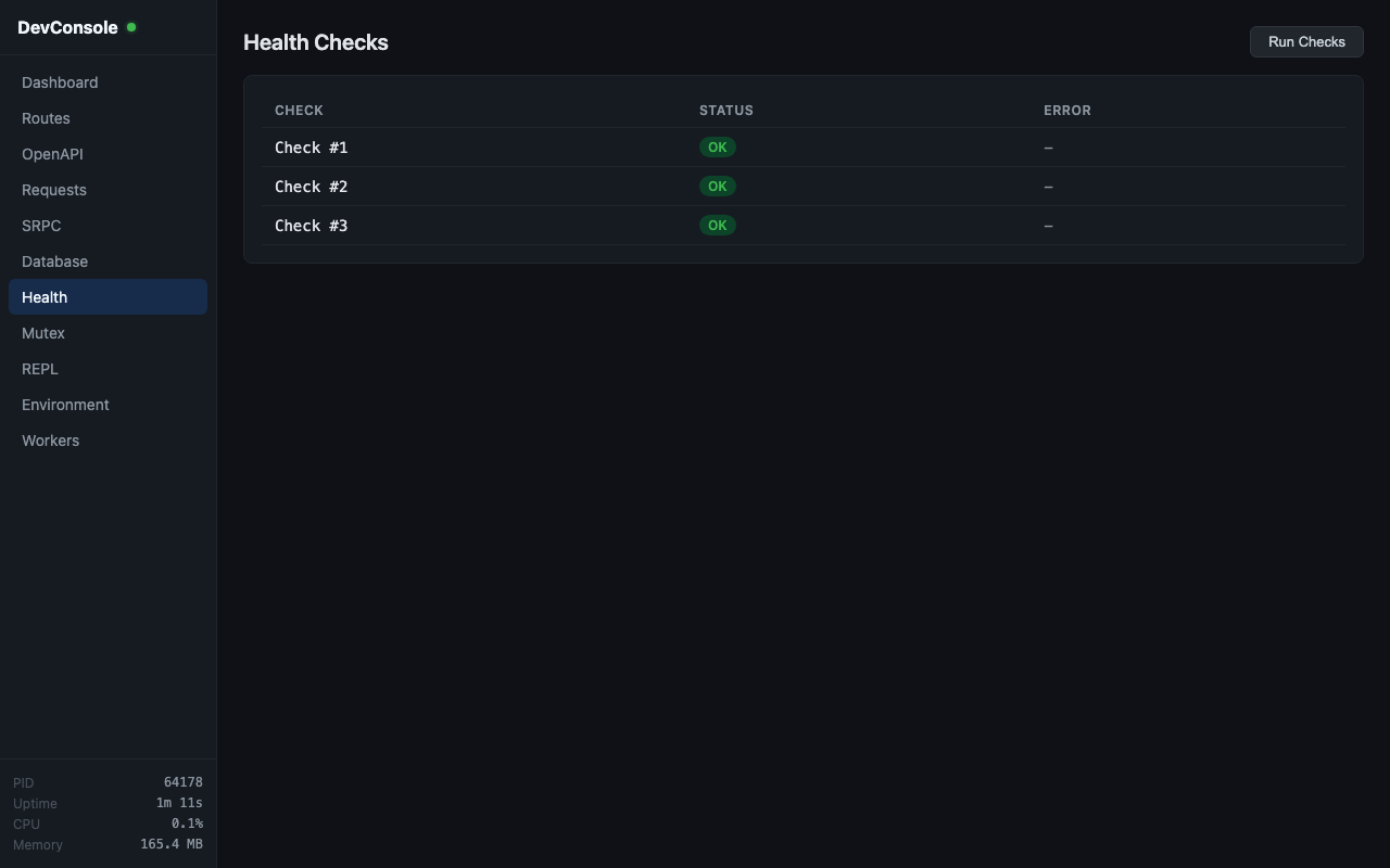 DevConsole Health